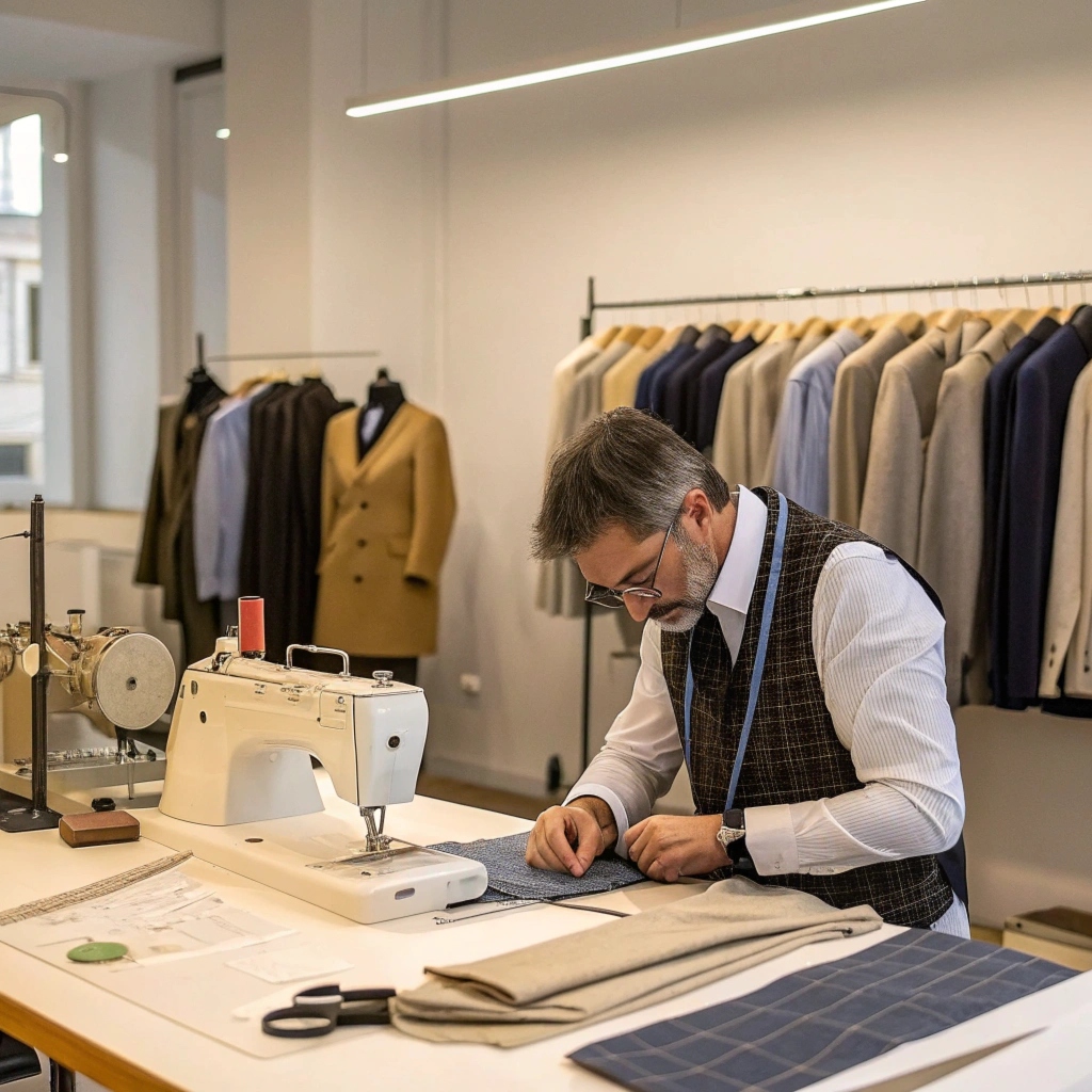 Professional garment alterations in progress